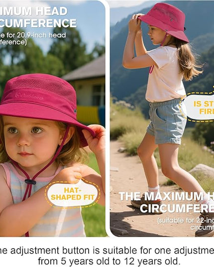 Century Star Outdoor Kids Sun Hat UPF 50+ Quick Dry Adjustable Bucket Hat Windproof Waterproof Beach Fishing Safari Hat