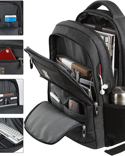Laptop Backpack,Business Travel Anti Theft Slim Durable Laptops Backpack with USB Charging Port,Water Resistant College Computer Bag for Women & Men Fits 15.6 Inch Laptop and Notebook - Black