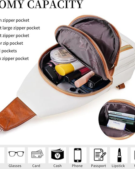 FALAN MULE Crossbody Bags for Women Trendy Leather Sling Chest Bag Fanny Packs for Women