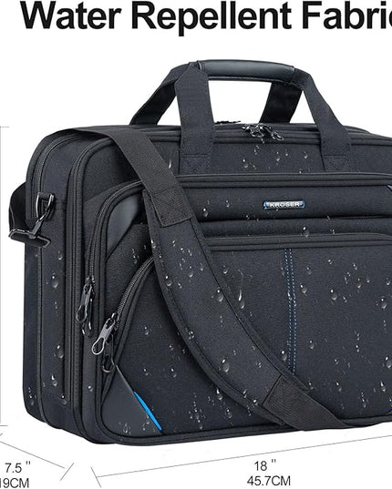 KROSER Laptop Bag 17.3 Inch Premium Laptop Briefcase, Expandable Laptop Shoulder Messenger Bag Durable Computer Case