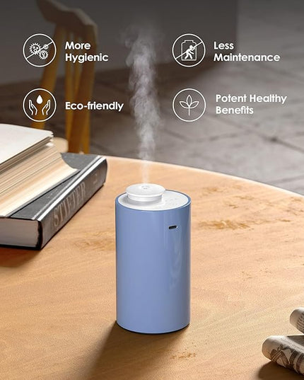 Airversa Waterless Diffuser for Essential Oil, Car Diffsuer, Battery Operated Nebulizer, 0.7 Fl Oz/ 20mL, Mini Scent Air Machine, 3 Timers & 3 Mist Levels for Home, Room, Office - AN6 Light Steel Blue