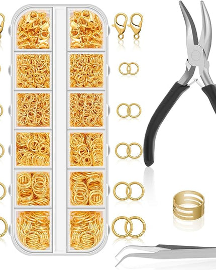 Anezus 1200PCS Jump Rings for Jewelry Making Kit, Gold, Jewelry Making Supplies and Necklace Repair, Modern Style, Small Size, Not Foldable