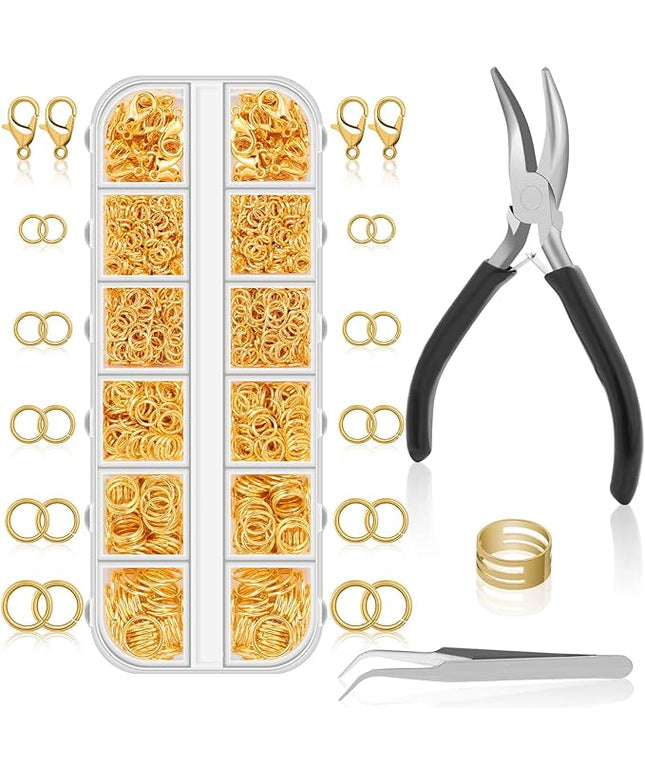 Anezus 1200PCS Jump Rings for Jewelry Making Kit, Gold, Jewelry Making Supplies and Necklace Repair, Modern Style, Small Size, Not Foldable