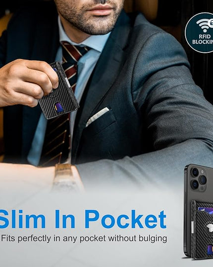 miyozi Airtag Wallet for Men,with Money Clip 11 Cards Slim Front Pocket Leather RFID Blocking Wallet with Gift Box