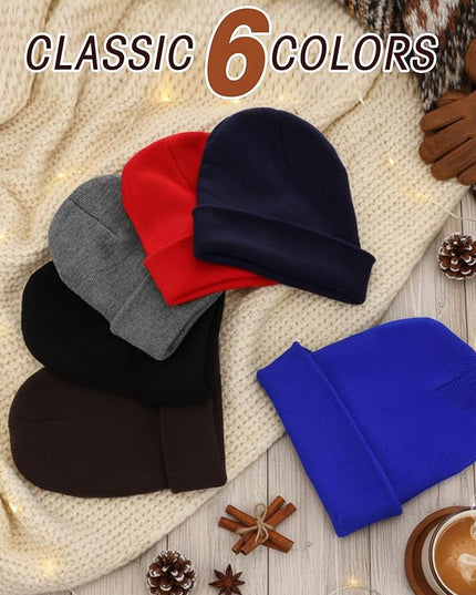 Zhanmai 12 Pack Small Winter Beanie Hats Bulk Warm Knitted Cuffed Skull Cap for Men Women