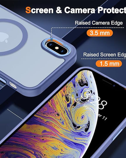 Hython Case for iPhone X Case, for iPhone Xs Case Magnetic Translucent Matte Phone Cases 5.8" [Compatible with MagSafe] Thin Slim Fit Shockproof Bumper Hard Protective Cover for Women Men, Light Blue
