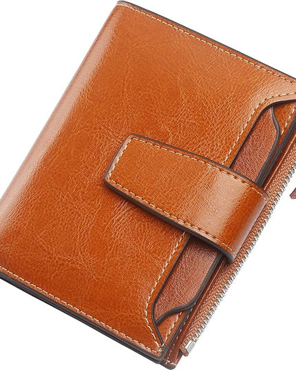 Lavemi Small Compact Women Wallet RFID Blocking Genuine Leather Bifold Purse with ID Windows