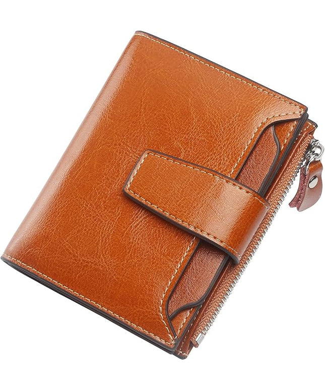 Lavemi Small Compact Women Wallet RFID Blocking Genuine Leather Bifold Purse with ID Windows