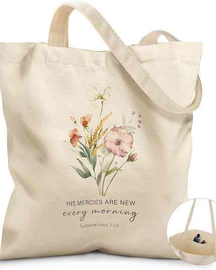 Canvas Tote Bag with Pockets - Aesthetic Reusable Totes for Women Ladies Cute Printed Cloths Canvas Shoulder Bag