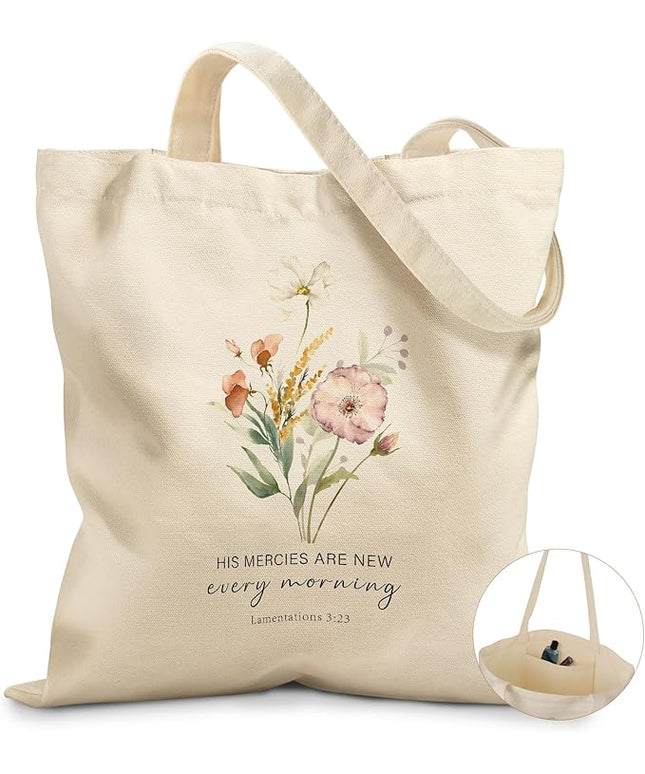 Canvas Tote Bag with Pockets - Aesthetic Reusable Totes for Women Ladies Cute Printed Cloths Canvas Shoulder Bag