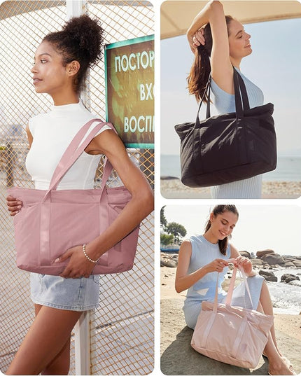 BAGSMART Tote Bag for Women, Tote Bag with Zipper Work Tote with Compartments Nurse Shoulder Hanbag for Travel, Gym