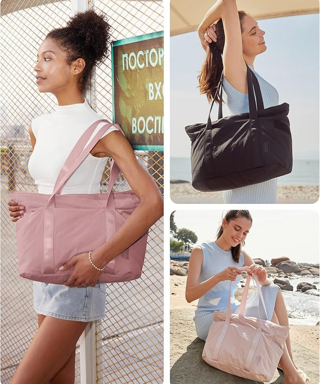 BAGSMART Tote Bag for Women, Tote Bag with Zipper Work Tote with Compartments Nurse Shoulder Hanbag for Travel, Gym