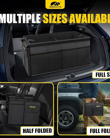 MIKKUPPA Car Trunk Organizer - 50L Collapsible Trunk Organizer, Sturdy Car Storage for SUV Auto Truck Van with Non Slip Bottom (Black)