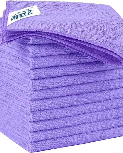 HOMEXCEL Purple Microfiber Cleaning Cloth 12 Pack 12.5 x 12.5 Inch Microfiber Towels for Cars Ultra Absorbent Cleaning Rags Lint Free Cleaning Towels for Household Kitchen, Window Car