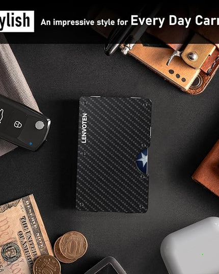 Lenvoten Extra Durable Hinged Minimalist Wallet for Men | Slim Metal RFID Blocking Wallet | Credit Card Holder & Money Clip Holds 20 Cards | Premium Scratch-Resistant Finish | Ideal Gift for Men