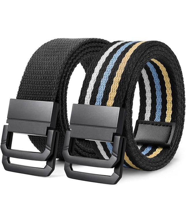 SANSTHS Canvas Belt with Double Ring Buckle, Fabric Web Belt for Women Men Double Ring for Outdoor & Casual Wear