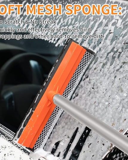 Wontolf 62'' Car Wash Brush with Long Handle Chenille Microfiber Car Wash Mop Car Washing Brush Cleaning Kit Windshield Window Squeegee Wheel Brush Car Duster Dry Towels for Cars RV Truck Boat 10PCS
