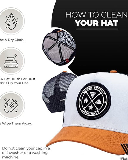Urban Effort Mesh Back Cap - for Men and Women Baseball Hat 5-Panel Trucker Hat - Great Snapback Closure for Hunting & Hiking