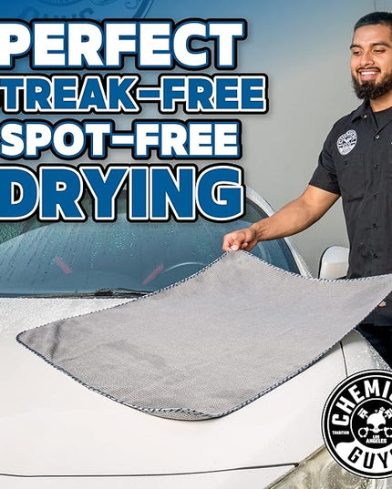 Chemical Guys Waffle Weave Gray Matter Microfiber Drying Towel - 25" x 36", Premium Blend Microfiber Towel with Soft-Banded Edging for Scratch-Free Car Drying, Ultra Absorbent