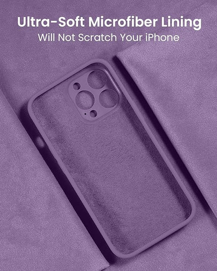 FireNova Designed for iPhone 13 Pro Max Case, Silicone [Camera Protection] Phone Case with [2 Screen Protectors], Soft Anti-Scratch Microfiber Lining Inside, 6.7 inch, Light Purple