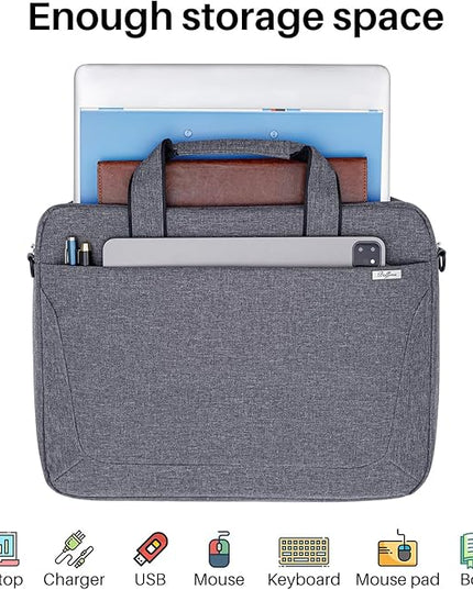 17 17.3 Inch Laptop Shoulder Bag for Men Women,Waterproof Computer Carrying Case Messenger Bag with Strap for 17"-18" HP Dell,Laptop Briefcase for Office business Travel College School,Grey