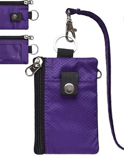Minimalist RFID Blocking Small Wallet with ID Window,WaterResistant Zip Id Case Wallet with Lanyard Keychain for Cards,Cash,Travel,Women,Men