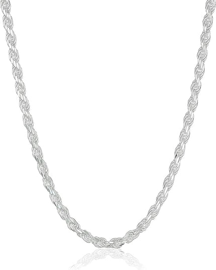 Amazon Essentials Sterling Silver Diamond Cut 14 Inches Rope Chain Necklace