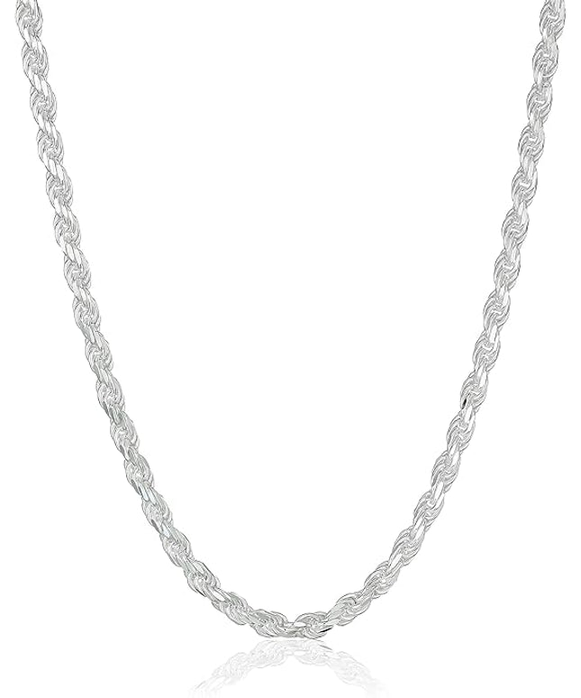 Amazon Essentials Sterling Silver Diamond Cut 14 Inches Rope Chain Necklace
