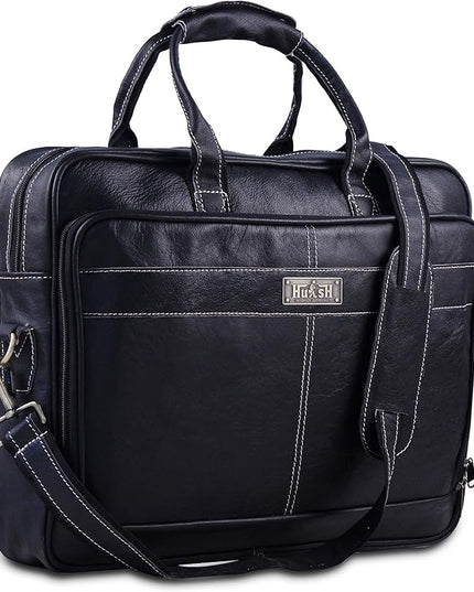 18 Inch Leather Laptop Bag for Computer Bag for Men– Supple Genuine Leather Briefcases for Men W/Padded Laptop Case Leather
