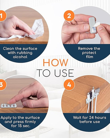 GLUIT Adhesive Desktop Cable Organizer Versatile Cord Holders Wire Clips and Cable Holder Cord Organizer for Desk Table Accessories Office Spaces New Grey 5 Pack
