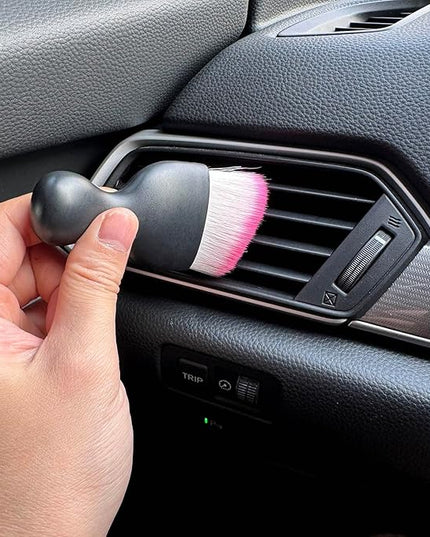 Car Detailing Brush, Soft Bristle Cleaning Brush, Scratch-Free Auto Duster Tool for Dashboard, Air Vents, Leather & Interior Cleaning (Black&Rose)