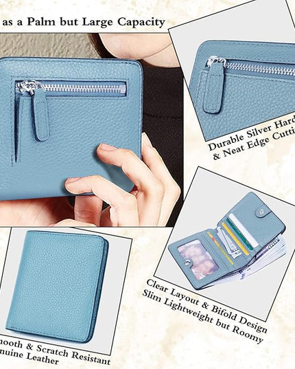 AINIMOER Small Leather Wallet for Women, Ladies Credit Card Holder RFID Blocking Women's Mini Bifold Pocket Purse