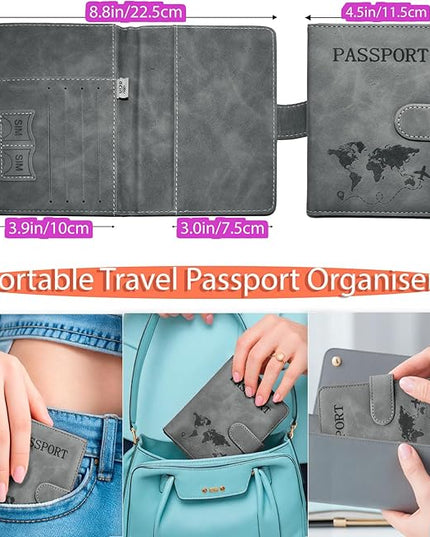 Passport Holder for Travel Essentials, 2 Pack Rfid Passport Cover for Women Men