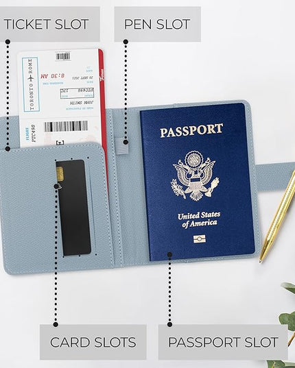 Beautiful Passport Holder for Travel – Cute Cover with Pen Holder to Keep Your Travel Documents Organized & Safe – Quality Passport Wallet for Women & Men and Great for Gifting