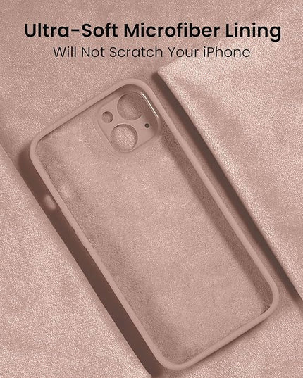 FireNova Designed for iPhone 13 Case, Silicone Upgraded [Camera Protection] Phone Case with [2 Screen Protectors], Soft Anti-Scratch Microfiber Lining Inside, 6.1 inch, Pinksand
