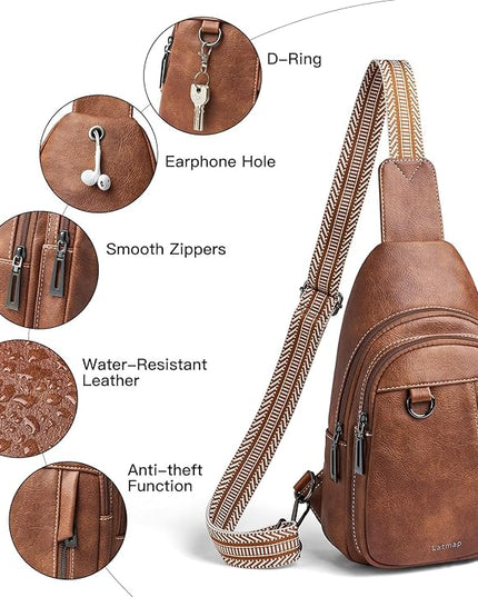 7L Sling Bag for Women Men Leather Small Sling Backpack Daypack Anti Theft Fanny Pack Crossbody Purse Travel