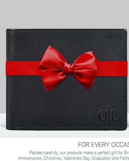 Oak Leathers Slim Leather Wallet for Men - RFID Wallets Credit Card Holder Ultra Thin Gift for Mens, Front Pocket Minimalist Design