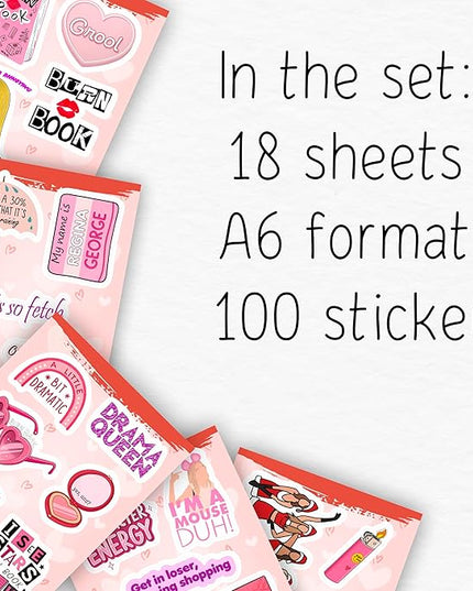 100Pcs Burn Book Stickers for Laptop, Waterbottle - Burn Book Party Decorations & Favors - Gift for Women & Men