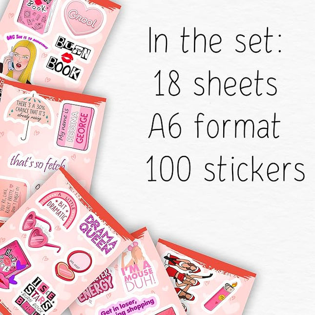 100Pcs Burn Book Stickers for Laptop, Waterbottle - Burn Book Party Decorations & Favors - Gift for Women & Men