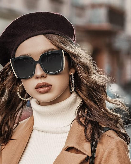 The Fresh Women's Oversized Square Jackie O Cat Eye Hybrid Butterfly Fashion Sunglasses - Exquisite Packaging