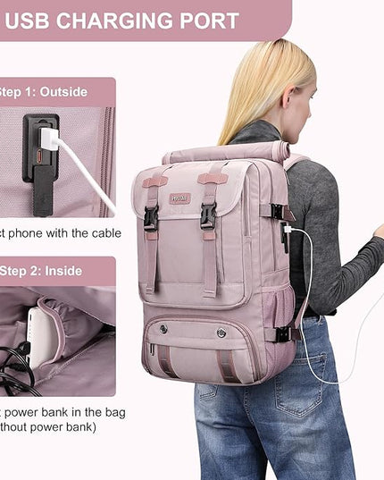 PIJUSHI Travel Backpack for Women Carry on Luggage Backpack Flight Approved Convertible Duffle Bag Fit 16 Inch Laptop(PE037 Light Purple)
