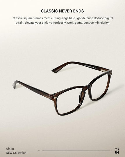 TIJN Blue Light Blocking Glasses for Women Men Clear Frame Square Nerd Eyeglasses Anti Blue Ray Computer Screen Glasses