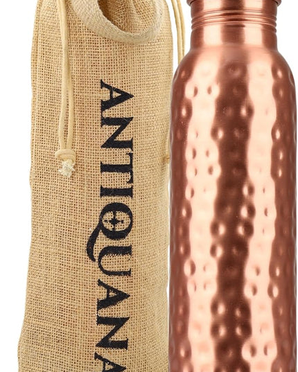 34 Oz Pure Copper Water Bottle Set – Leak-Proof Hammered Design with Tumbler, Carrying Bag & Smooth Finish Decorative – Copper Home Decore