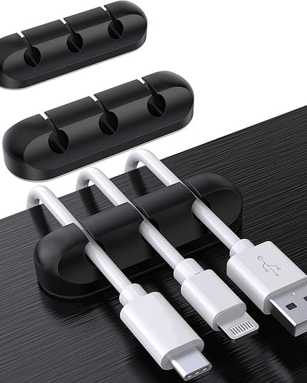 SOULWIT Cable Holder Clips, 3-Pack Cable Management Cord Organizer Clips Silicone Self Adhesive for Desktop USB Charging Cable Nightstand Power Cord Mouse Cable Wire PC Office Home