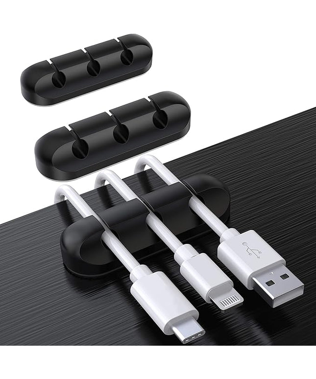 SOULWIT Cable Holder Clips, 3-Pack Cable Management Cord Organizer Clips Silicone Self Adhesive for Desktop USB Charging Cable Nightstand Power Cord Mouse Cable Wire PC Office Home