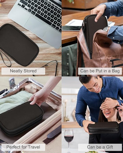 FYY Electronic Organizer, Travel Cable Organizer Bag Pouch Electronic Accessories Carry Case Portable Waterproof Double Layers Storage Bag for Cable, Charger, Phone, Earphone, Medium Size, Coffee