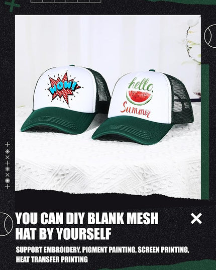10 Pcs Sublimation Blank Trucker Hats Bulk Mesh Baseball Cap Polyester Mesh Trucker Hat for Men and Women