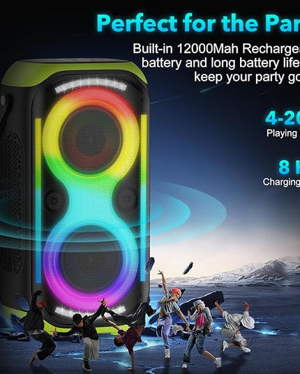 Bluetooth Speaker 160W Loud Wireless Outdoor Portable Big Powerful Deep Bass Sound TWS Large Home Party Speakers with Subwoofer LED Lights