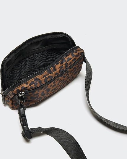 Pander Two Way Zipper Fanny Pack Nylon Everywhere Belt Bag for Women, Water Repellent Waist Packs, Crossbody Bags with Adjustable Strap (Midnight Leopard)