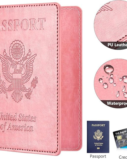 Eoehro Passport Holder for Travel Essentials-2Pack, Passport Wallet Cover Case for Travel Must Haves Accessories,Passport Book Holders for Women and Men